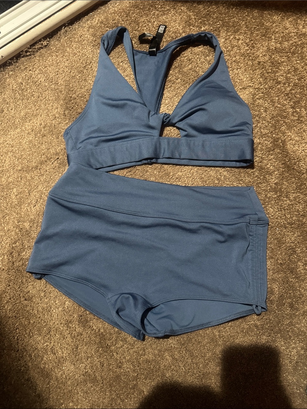 Blue Two-Piece Athletic Swim Set
